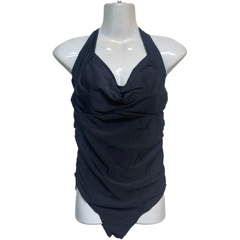 KIMI & KAI Maternity Swim Black Halter One Piece Swimsuit Size Small